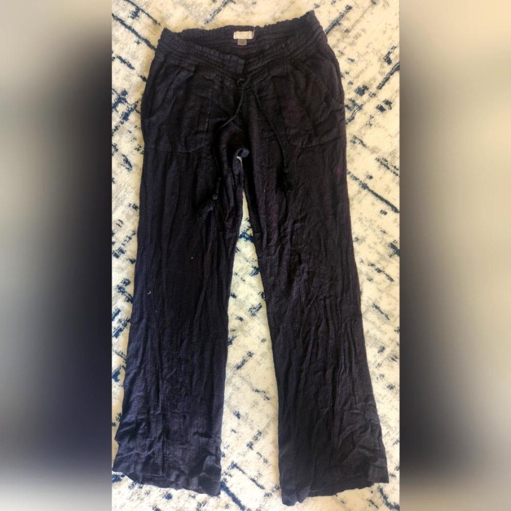 Roxy black flowy casual pants  lounge wear size large